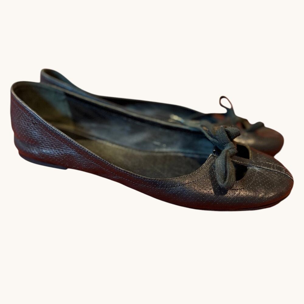 SEE BY CHLOE Women's Leather Ballet Flats Size 40 Black Perforated